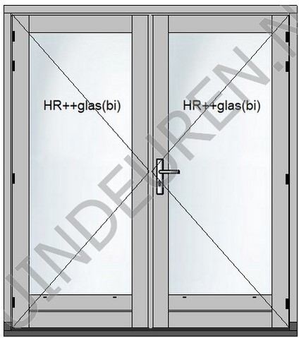 Dubbele deurenset met 56mm deuren BW 224 mm - Afbeelding 2